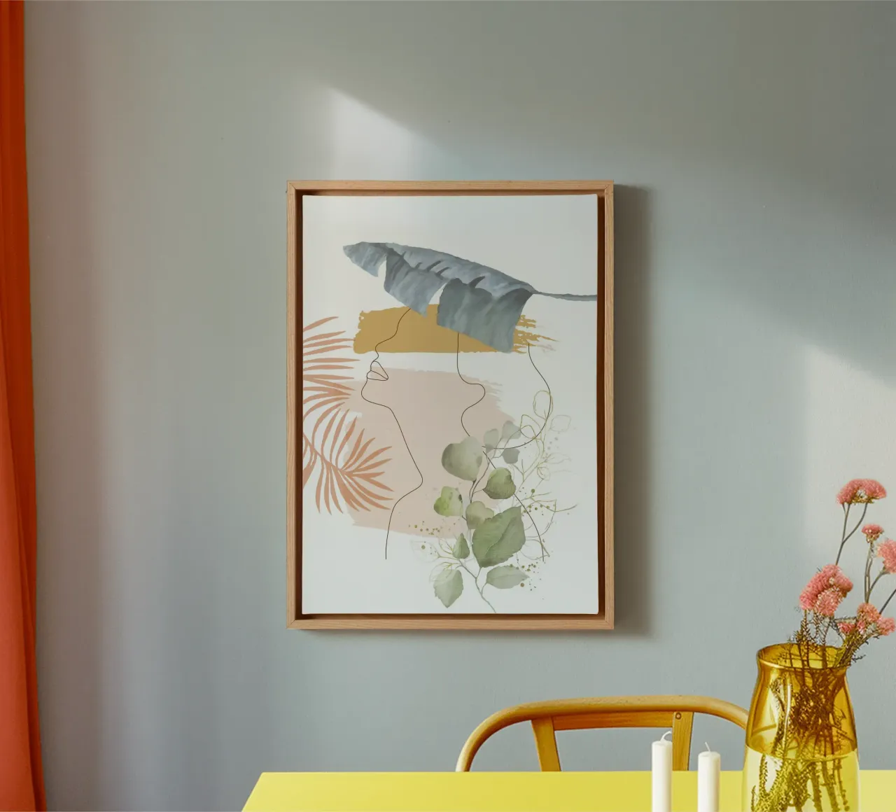 Line in Nature III canvas met Baklijst van Nadjaa