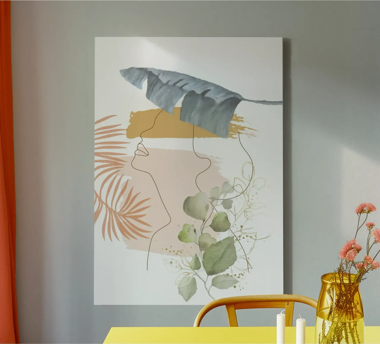 Line in Nature III canvas met Baklijst van Nadjaa