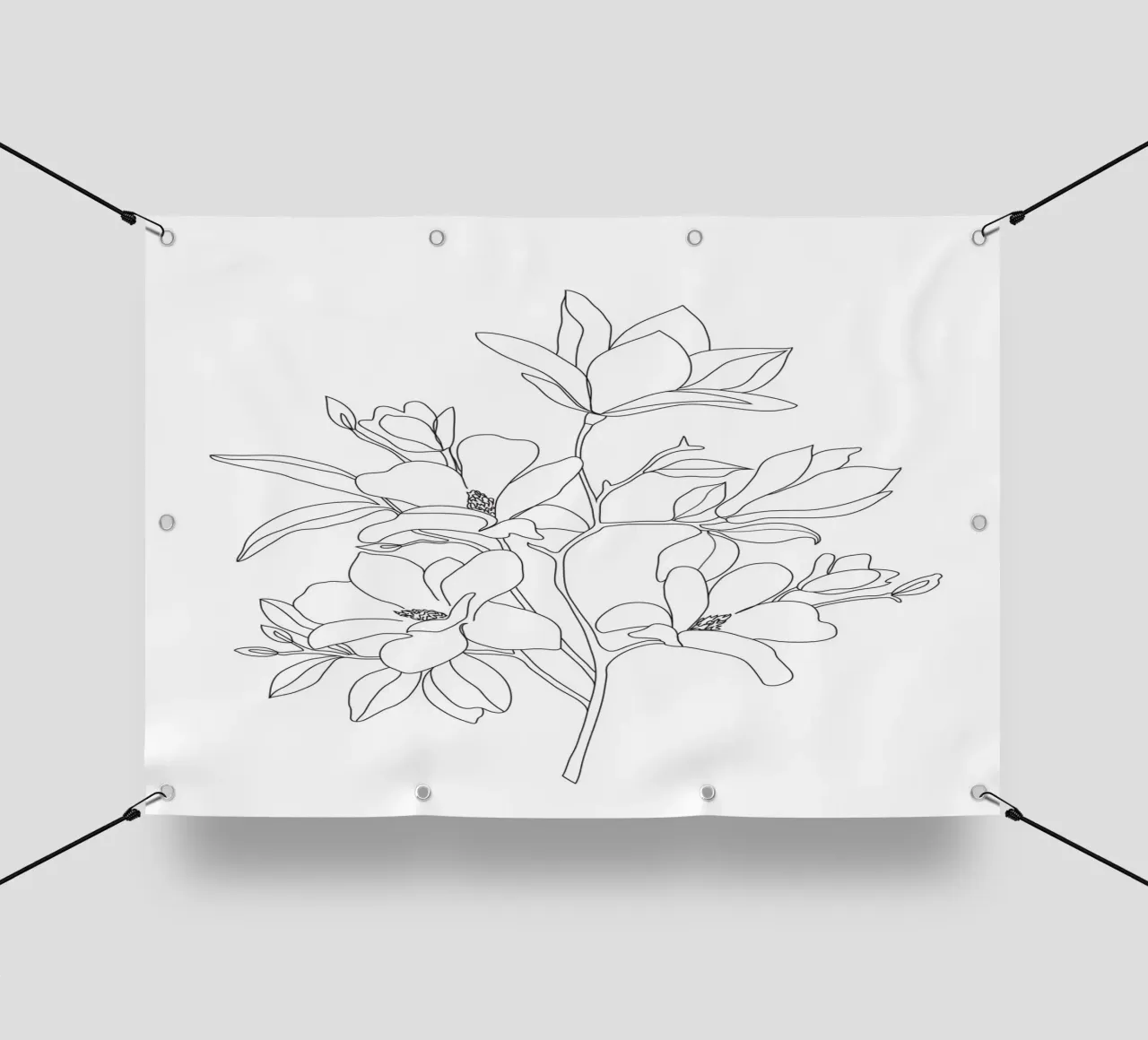 Minimal Line Art Magnolia Flowers telo in pvc da Nadjaa