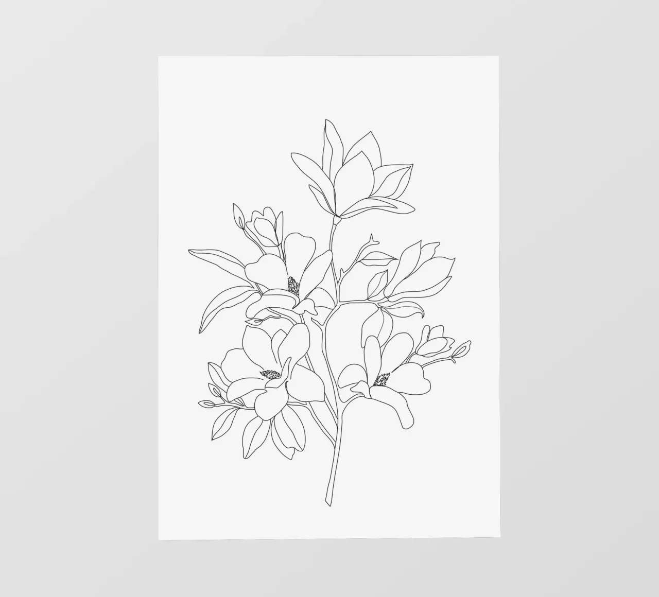 Minimal Line Art Magnolia Flowers telo in pvc da Nadjaa