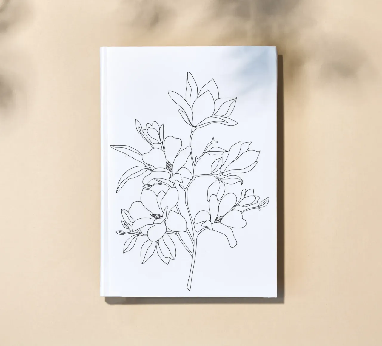 Minimal Line Art Magnolia Flowers notebook by Nadjaa