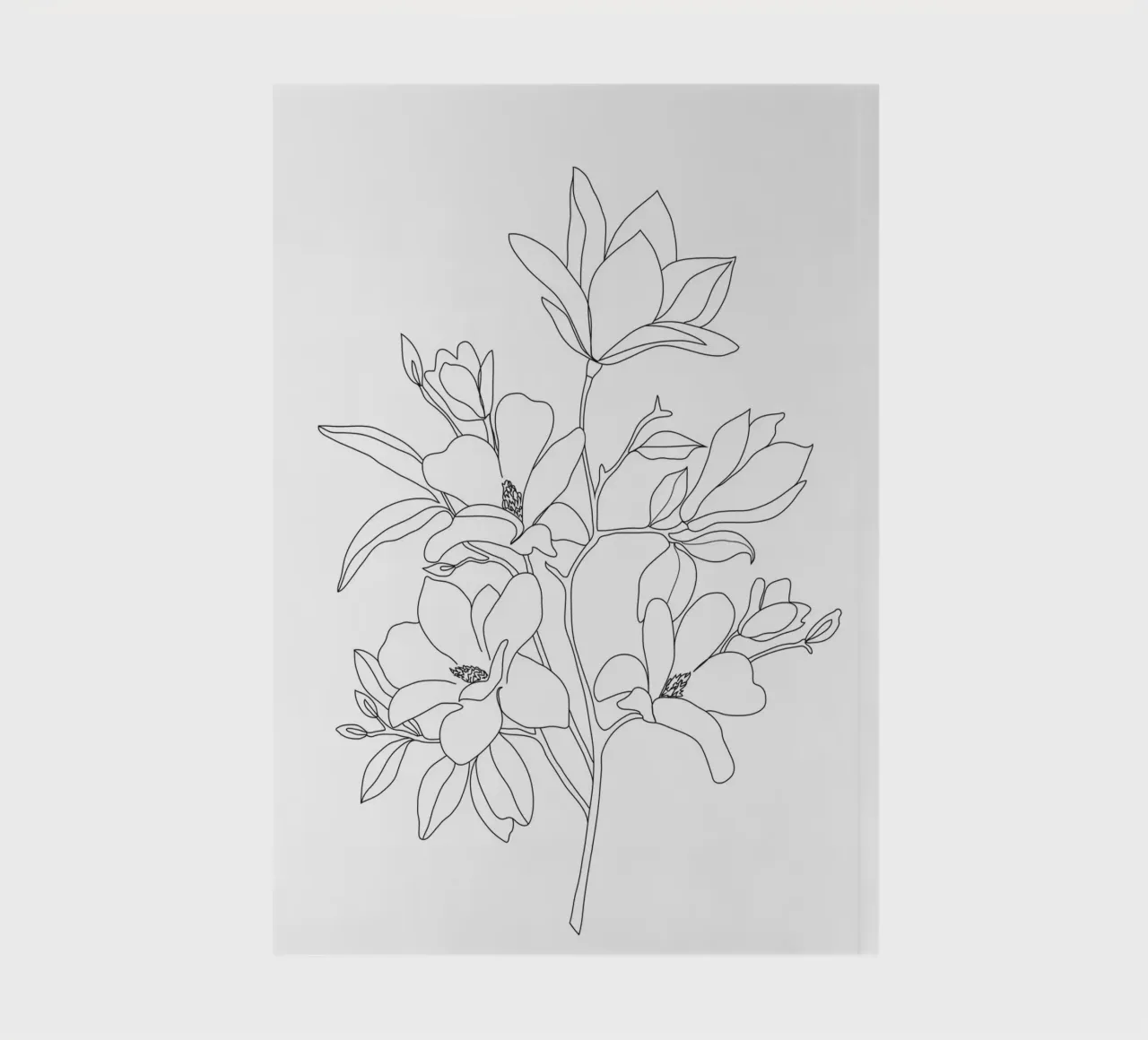 Minimal Line Art Magnolia Flowers notebook by Nadjaa