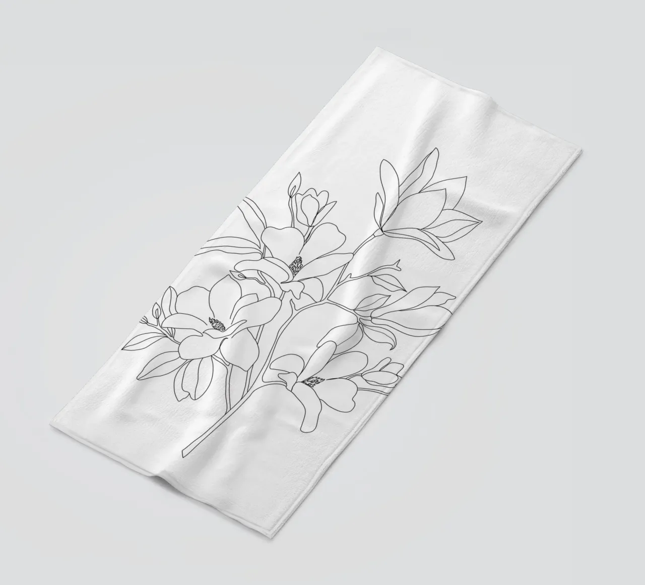 Minimal Line Art Magnolia Flowers serviette de plage de Nadjaa