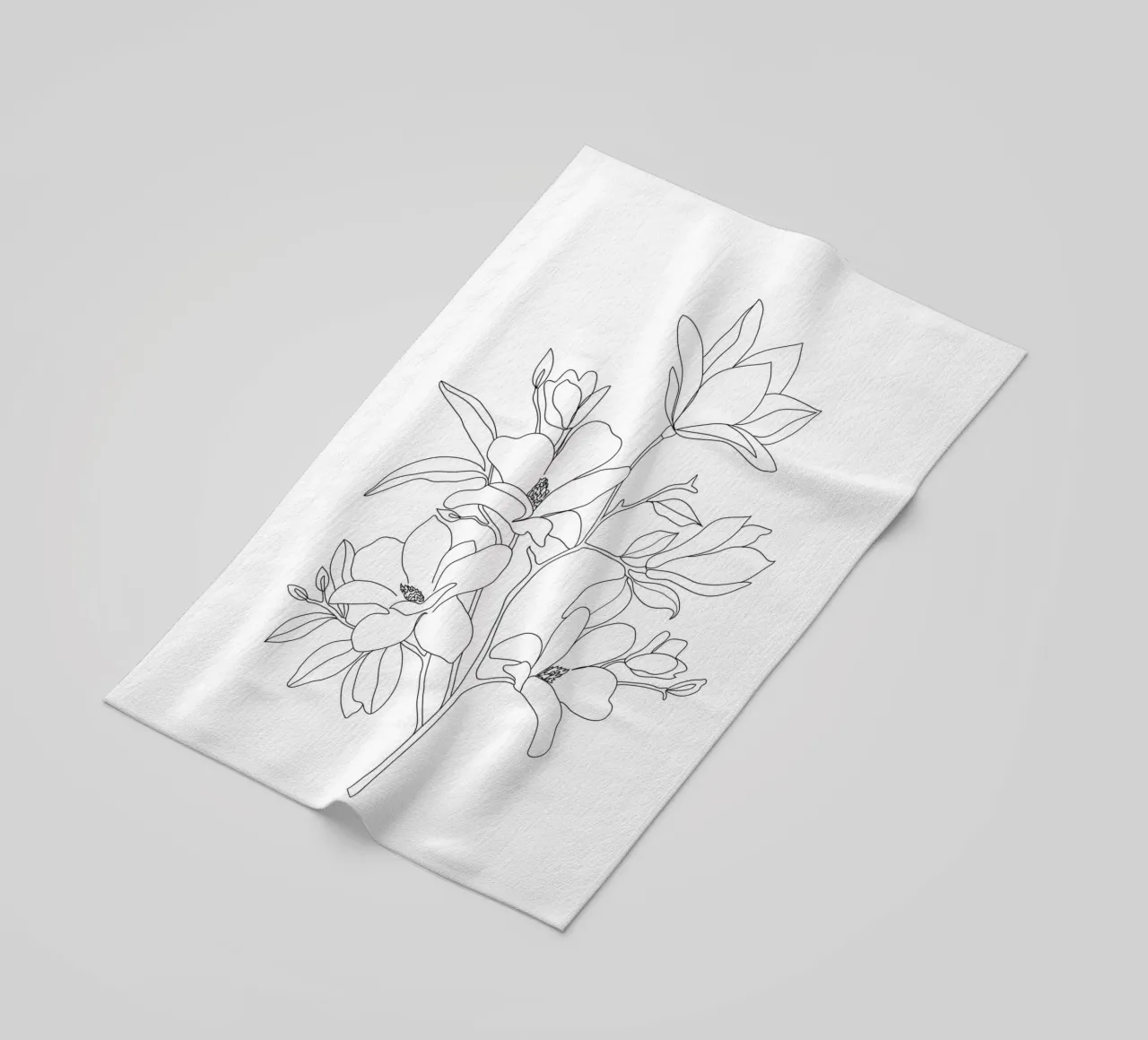 Minimal Line Art Magnolia Flowers serviette de plage de Nadjaa