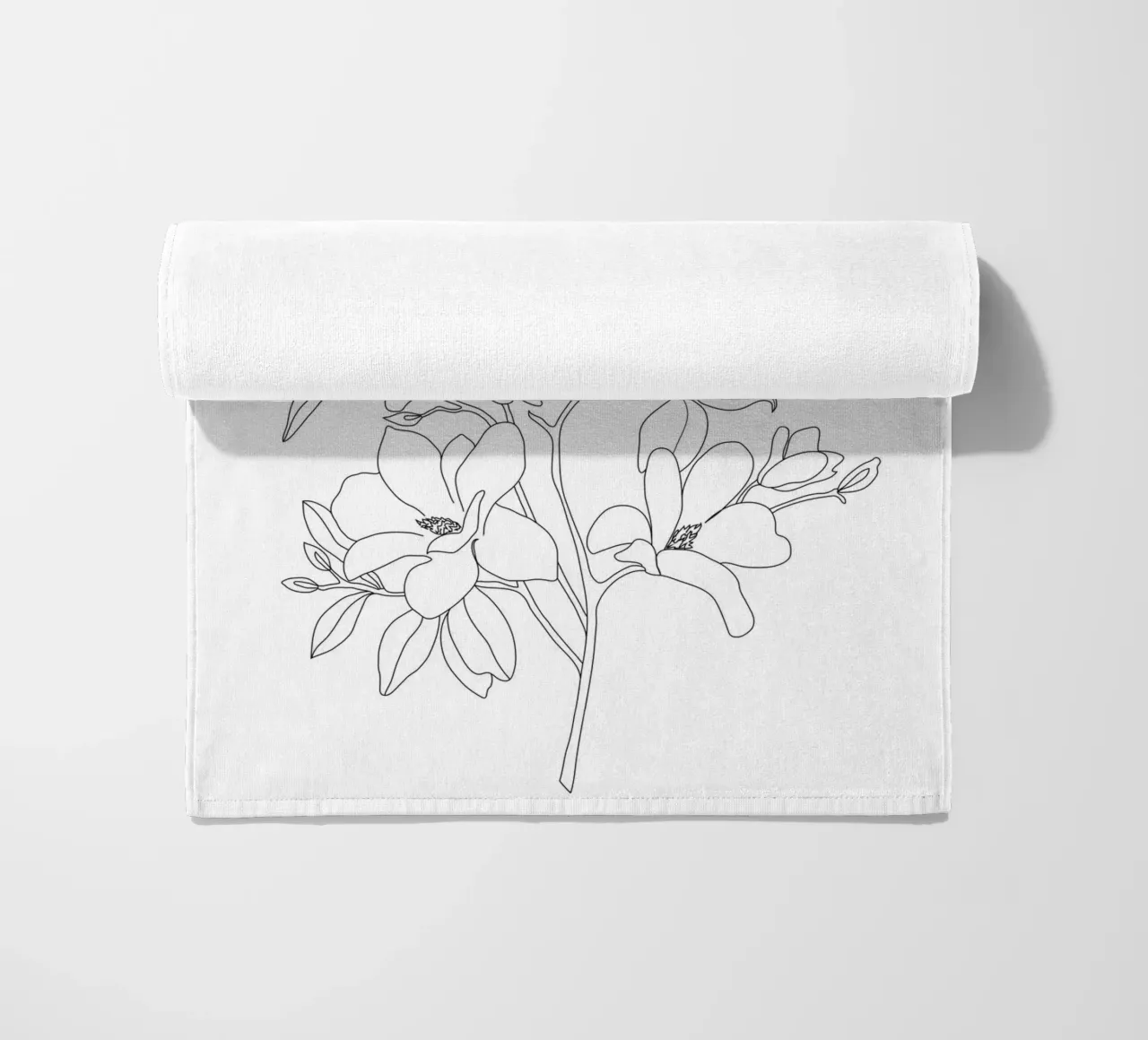 Minimal Line Art Magnolia Flowers serviette de plage de Nadjaa