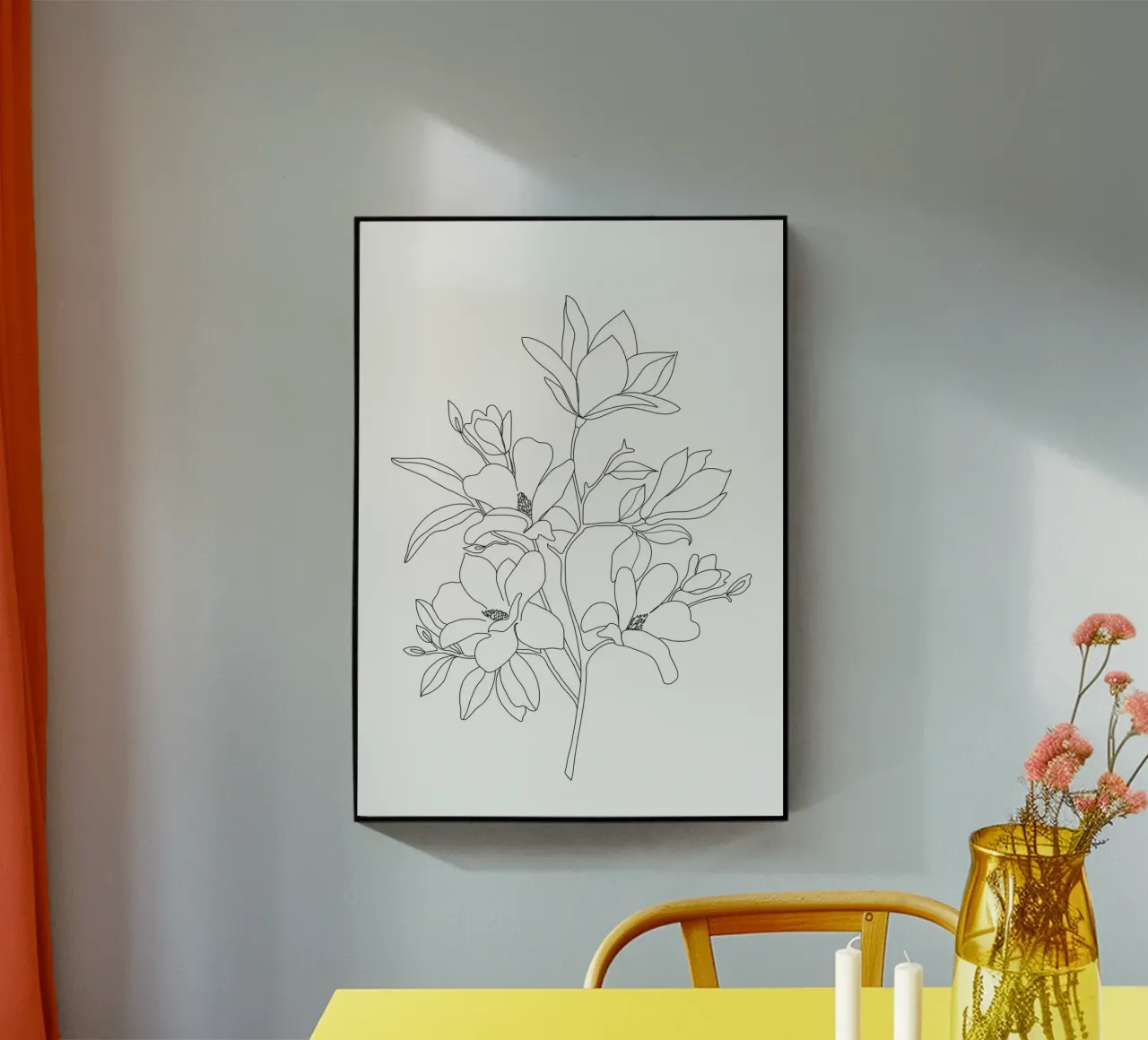 Minimal Line Art Magnolia Flowers plexiglass da Nadjaa