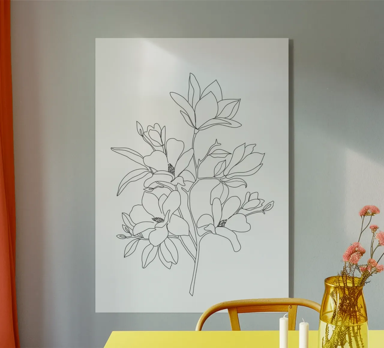 Minimal Line Art Magnolia Flowers plexiglass da Nadjaa