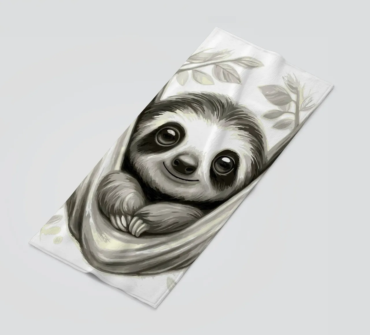 Cute Sloth Chilling in Hammock beach towel by flufftee