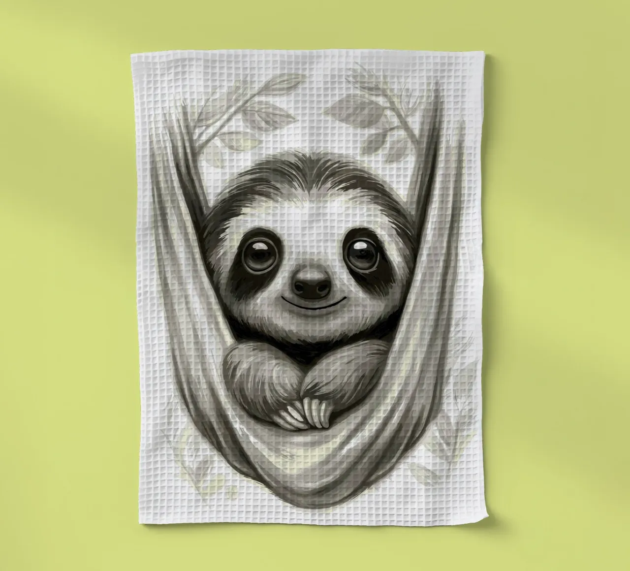 Paresseux mignon dans un hamac torchon de flufftee