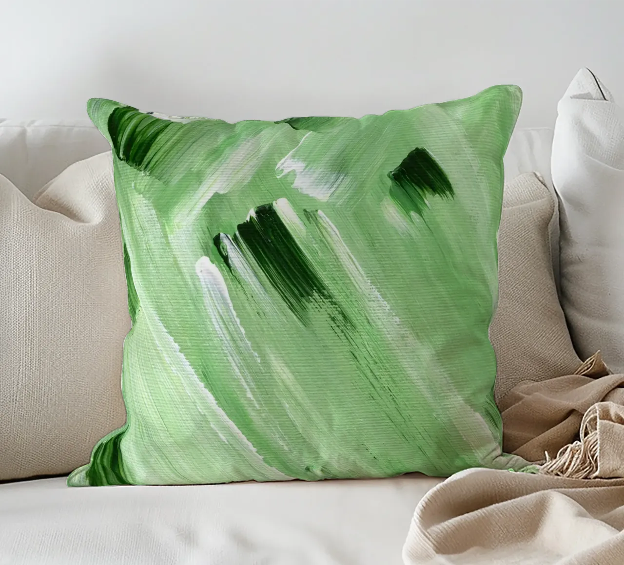 Surfaces 21 | Green Acrylic Abstract cuscino da sabidussi
