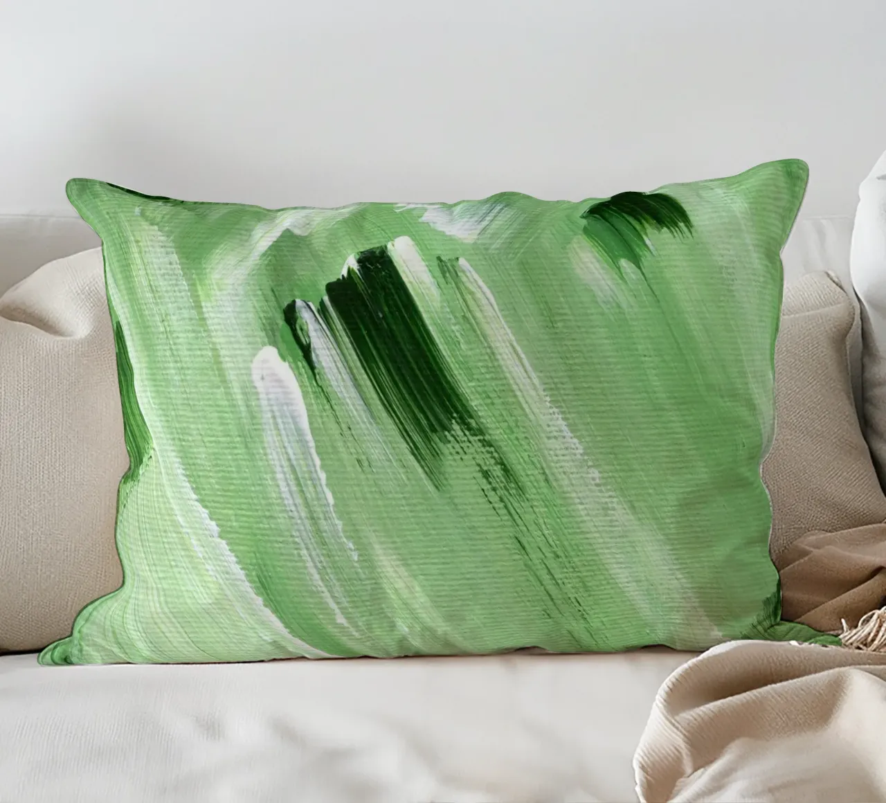 Surfaces 21 | Green Acrylic Abstract cuscino da sabidussi