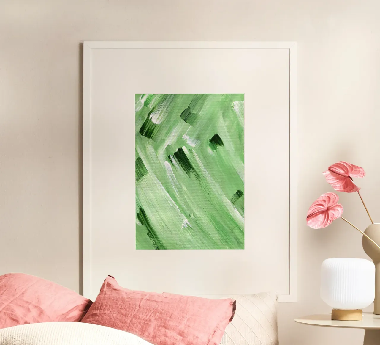 Surfaces 21 | Green Acrylic Abstract poster con telaio in legno da sabidussi