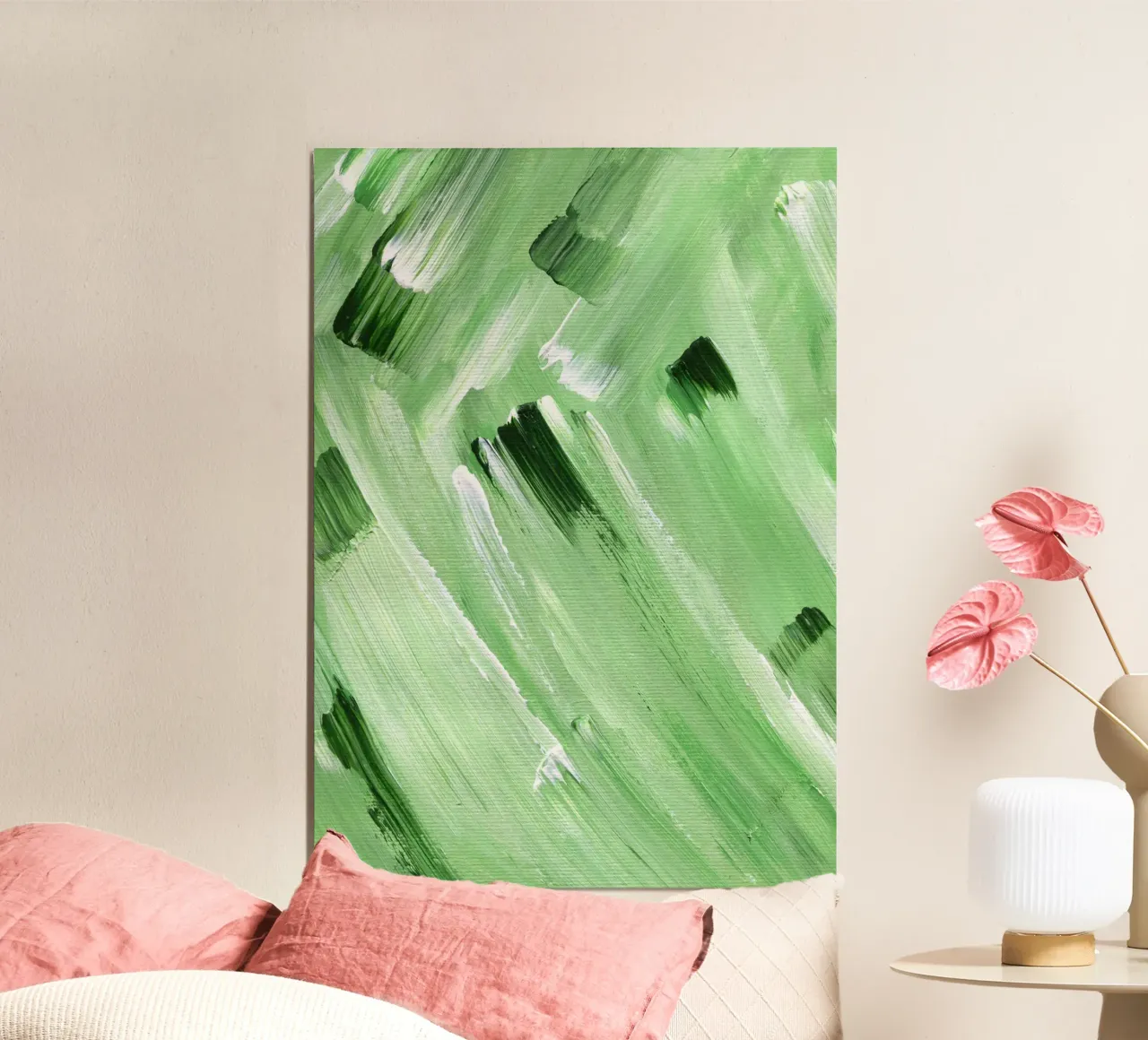 Surfaces 21 | Green Acrylic Abstract poster con telaio in legno da sabidussi