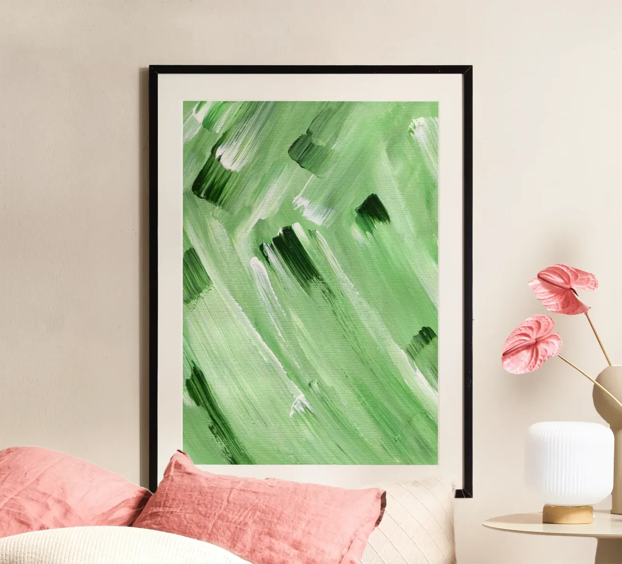 Surfaces 21 | Green Acrylic Abstract poster con telaio in legno da sabidussi