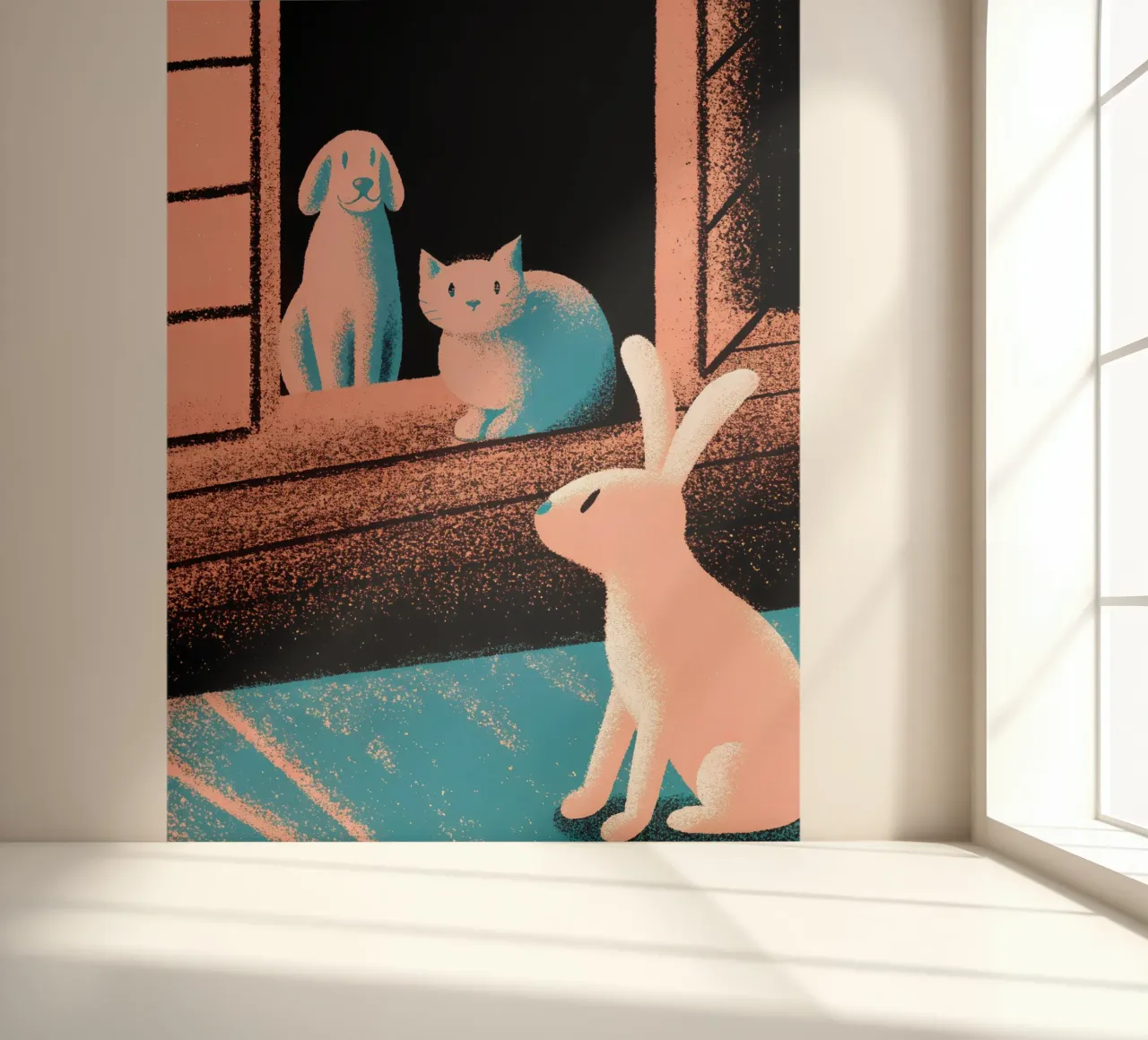 Kaninchen, Katze und Hund Fototapete von SOUL SHOP