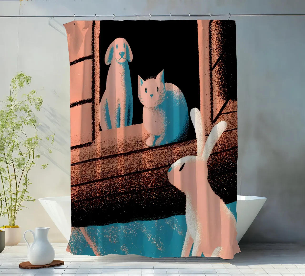 Coniglio gatto e cane tenda da doccia da SOUL SHOP