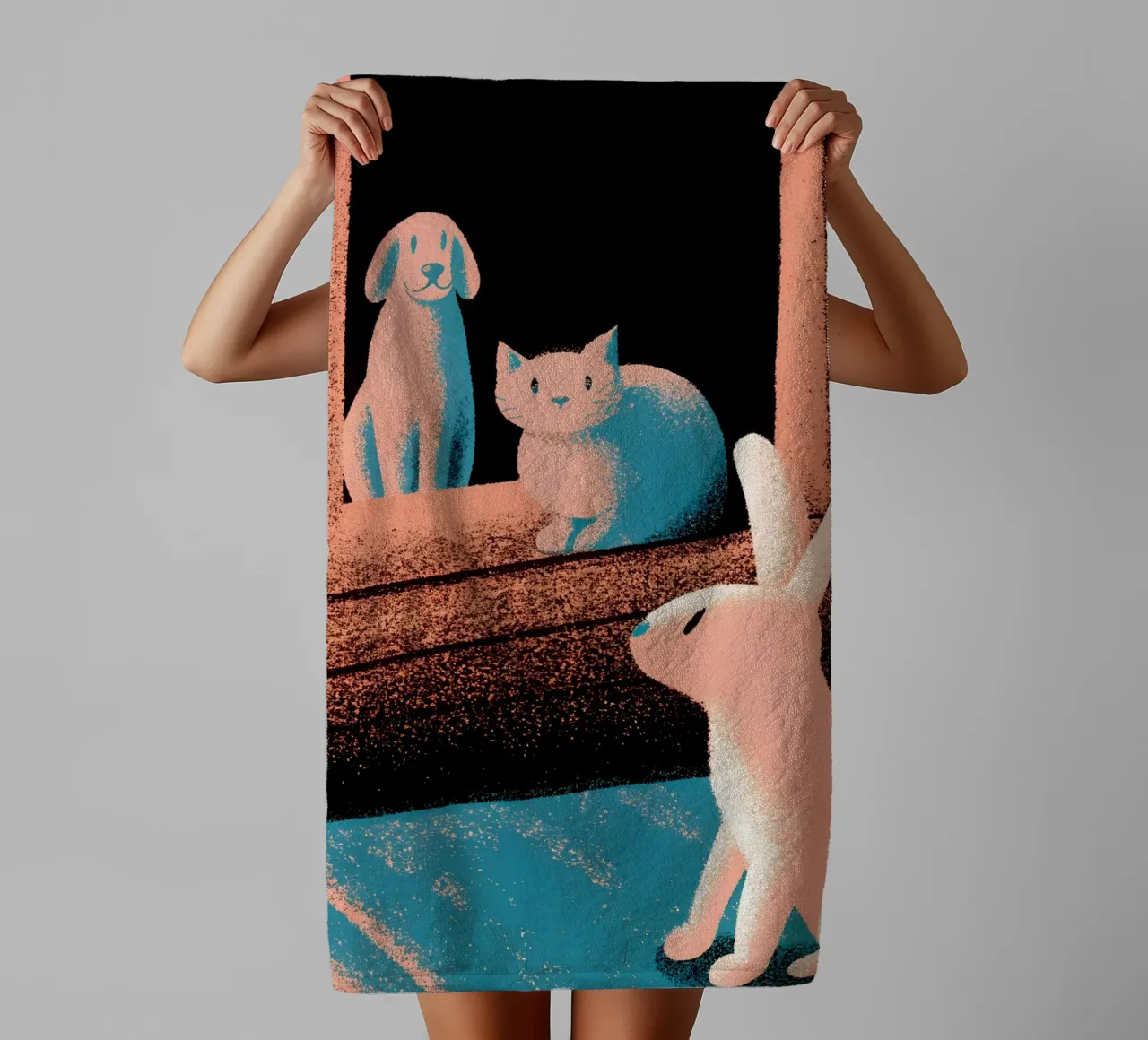 Coniglio gatto e cane asciugamano da bagno da SOUL SHOP