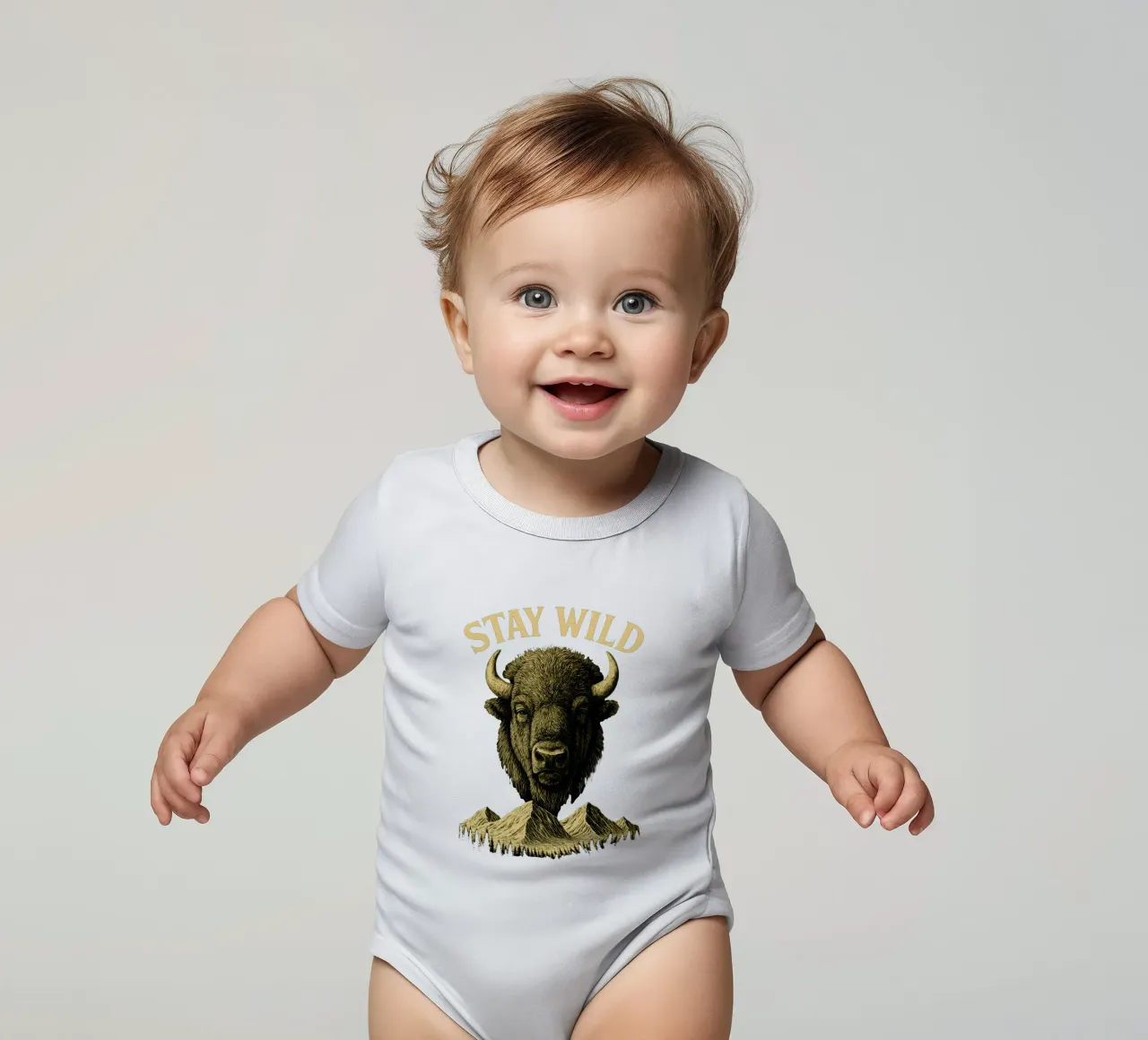 Stay Wild - Restez Sauvage - Bisonte body neonato maniche corte da LM2KONE