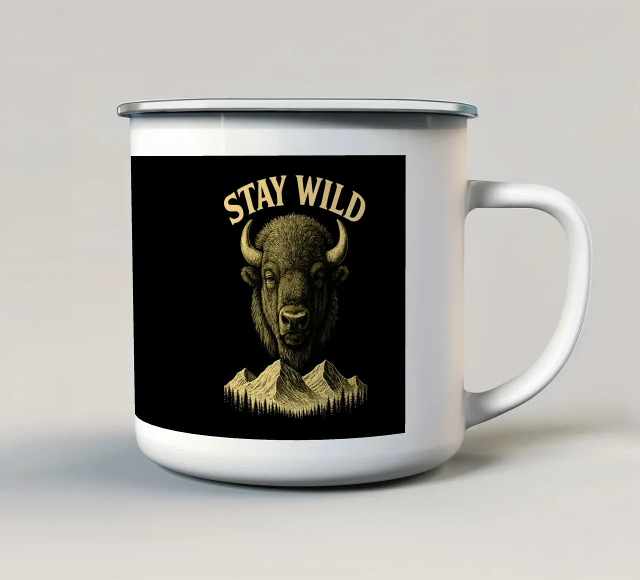Stay Wild - Restez Sauvage - Bisonte tazza in smalto da LM2KONE