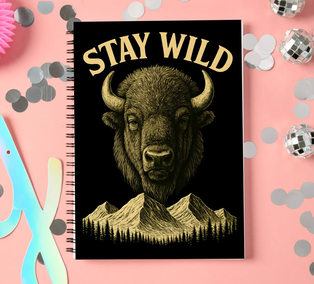 Stay Wild - Restez Sauvage - Bisonte diario ad anelli da LM2KONE
