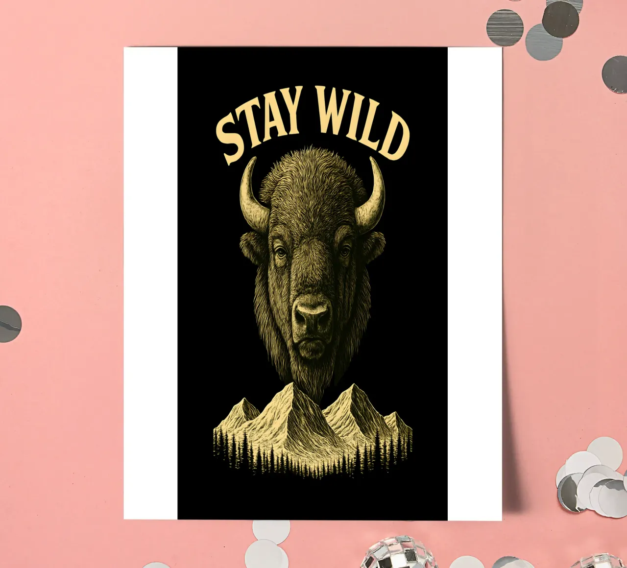 Stay Wild - Restez Sauvage - Bisonte foglio adesivo da LM2KONE