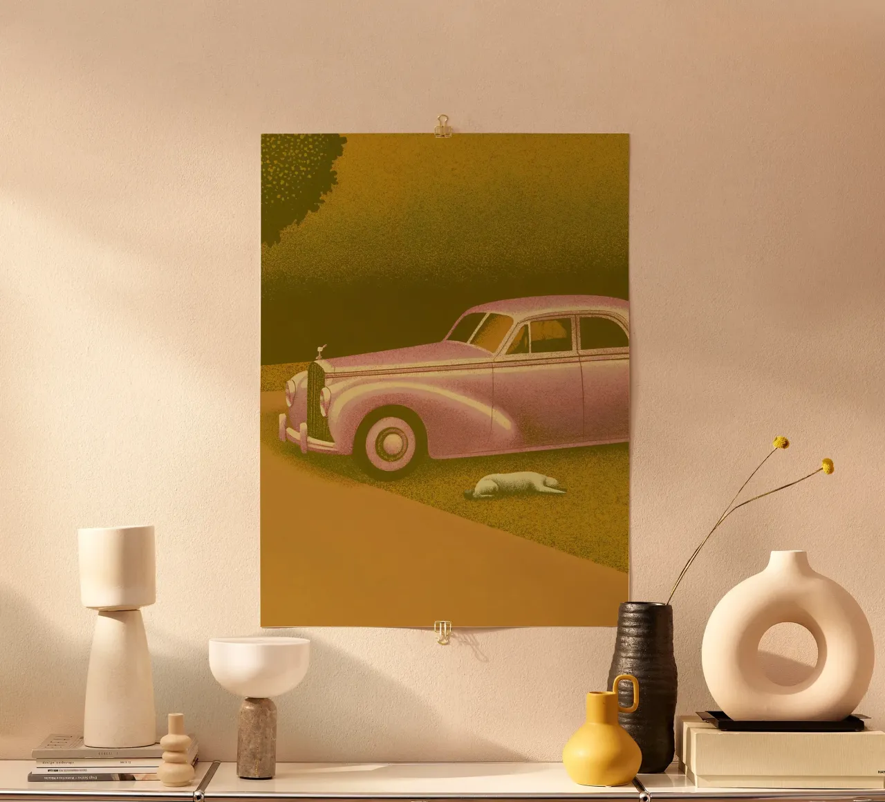 Vista laterale di un'auto d'epoca carta hahnemühle da SOUL SHOP