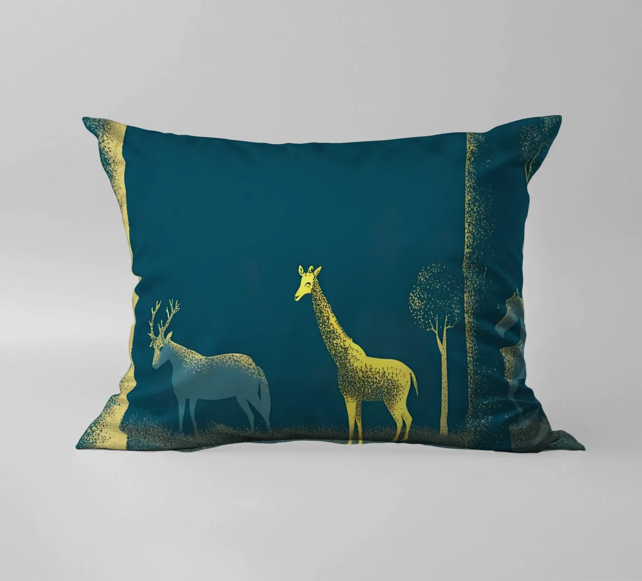 Cervi e giraffe nella foresta cuscino da SOUL SHOP