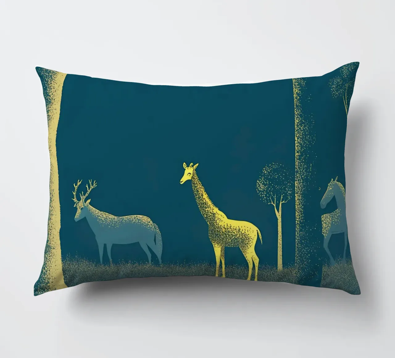Cervi e giraffe nella foresta cuscino da SOUL SHOP