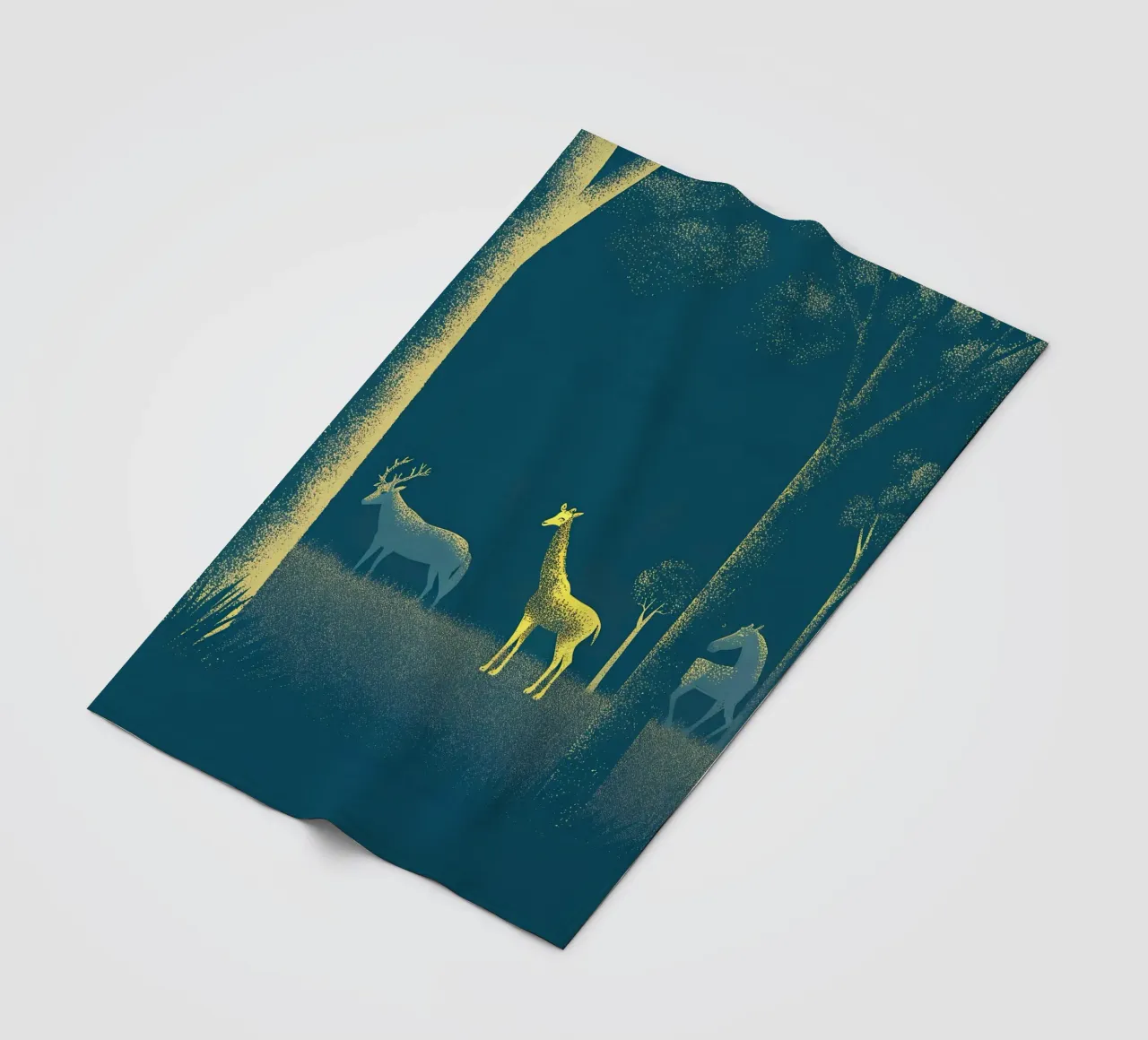 Cervi e giraffe nella foresta coperta in pile da SOUL SHOP