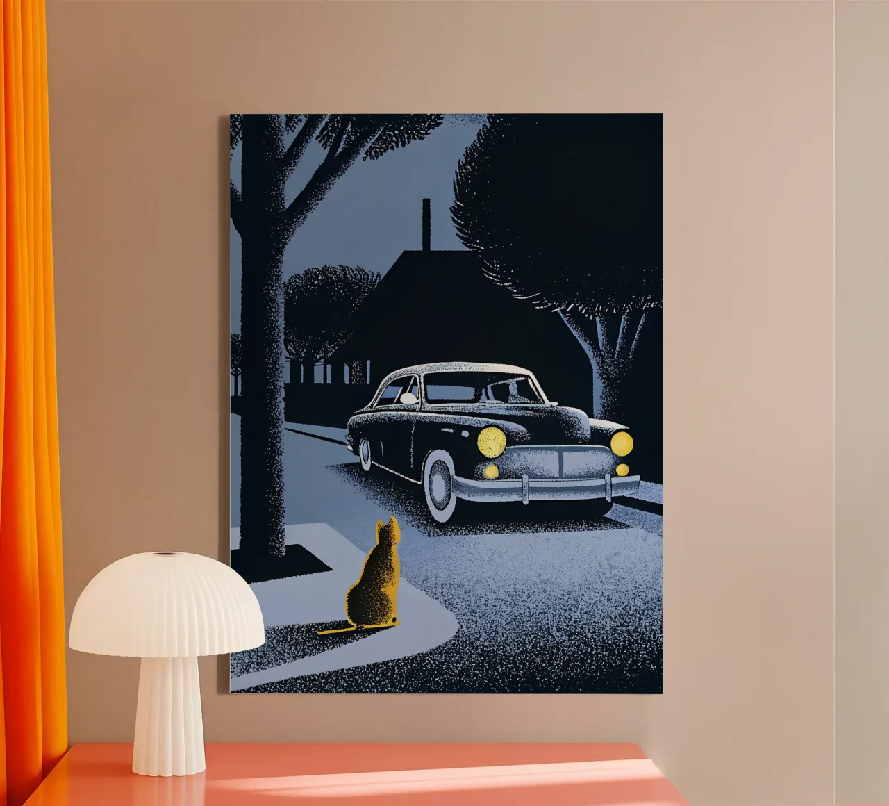 Auto d'epoca e gatti tela con Cornice a cassetta da SOUL SHOP