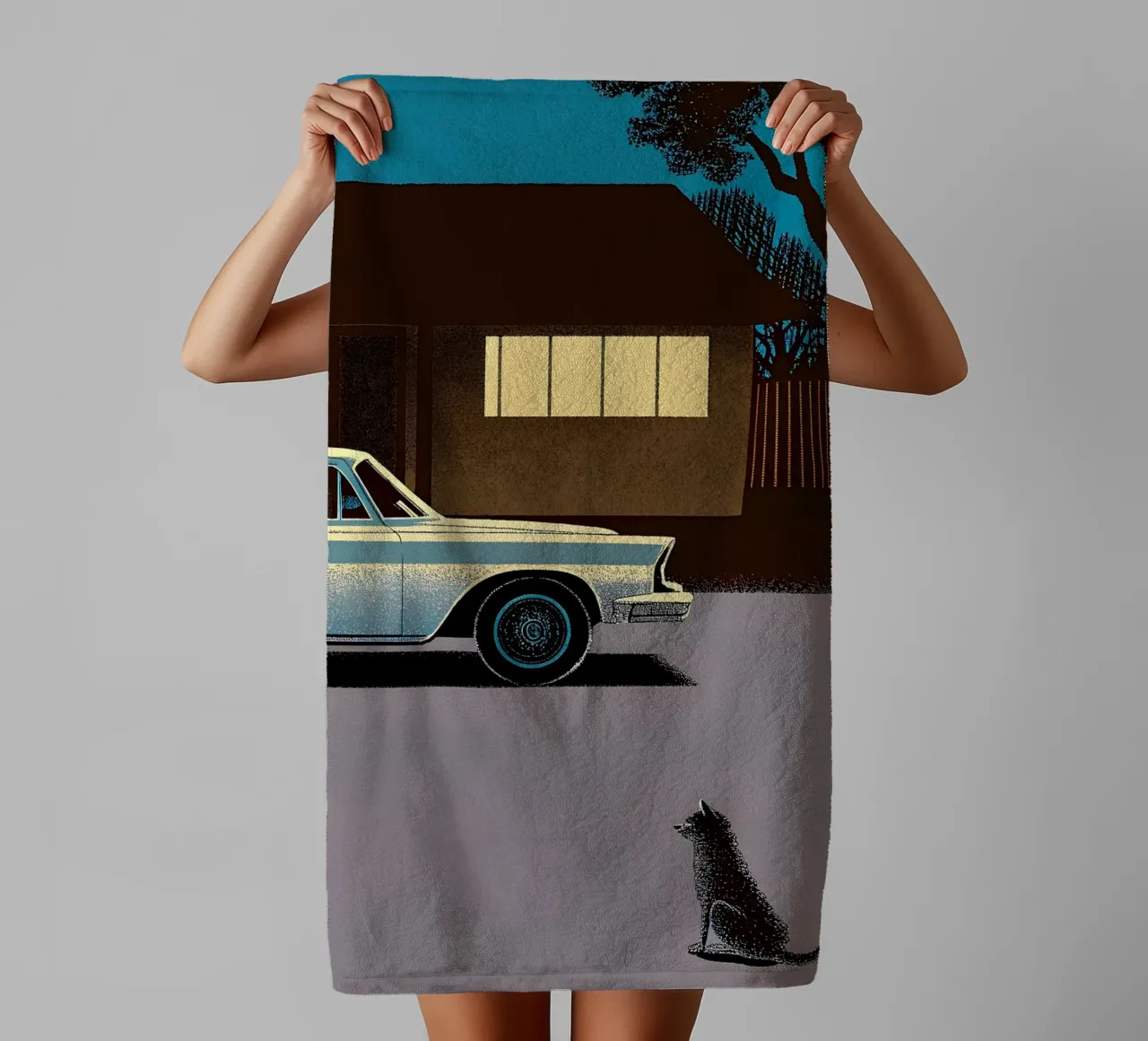 Auto d'epoca e gatti asciugamano da bagno da SOUL SHOP