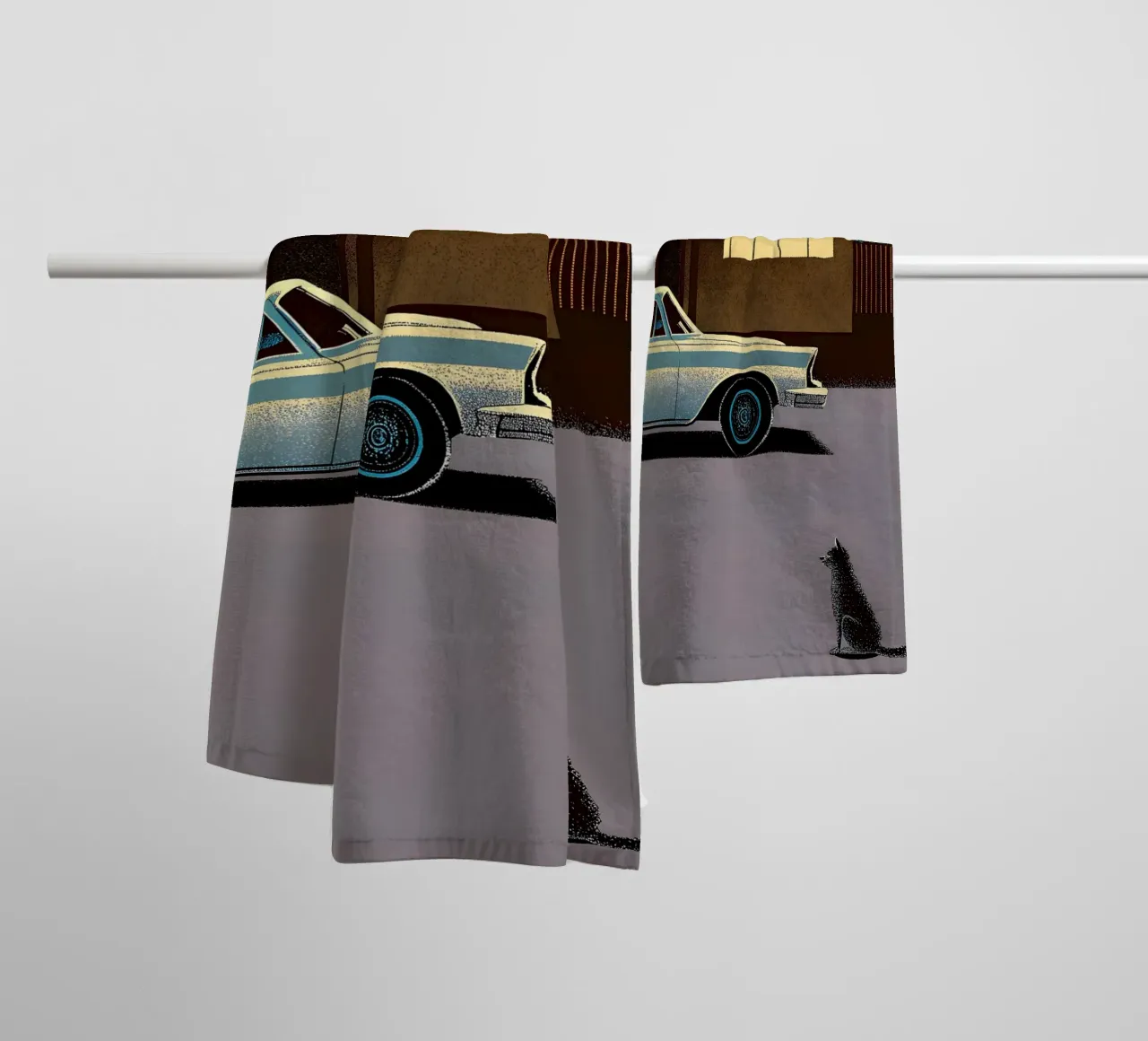 Auto d'epoca e gatti asciugamano da bagno da SOUL SHOP