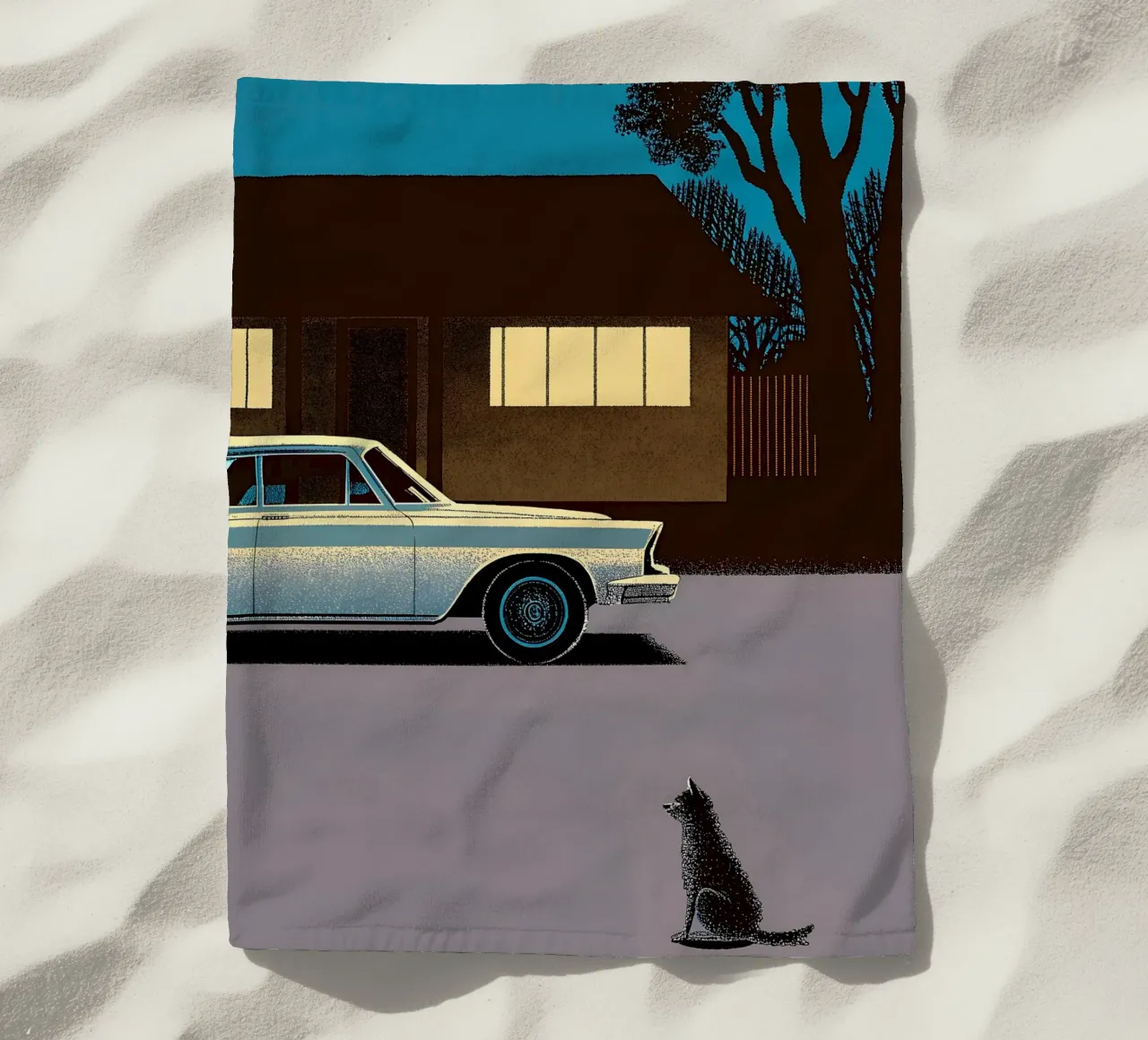 Auto d'epoca e gatti telo mare da SOUL SHOP