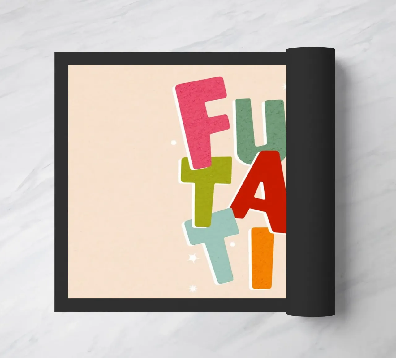 Typographic 'FUNTASTIC' • Playful and fun colourful mood doormat by Dominique Vari Words
