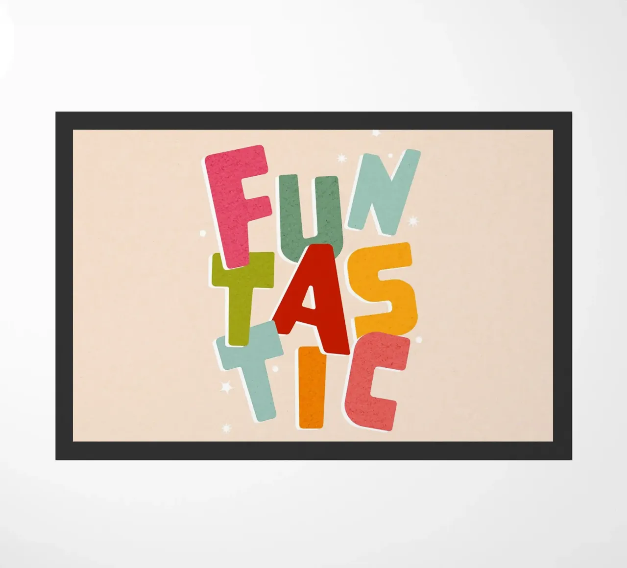 Typographic 'FUNTASTIC' • Playful and fun colourful mood doormat by Dominique Vari Words