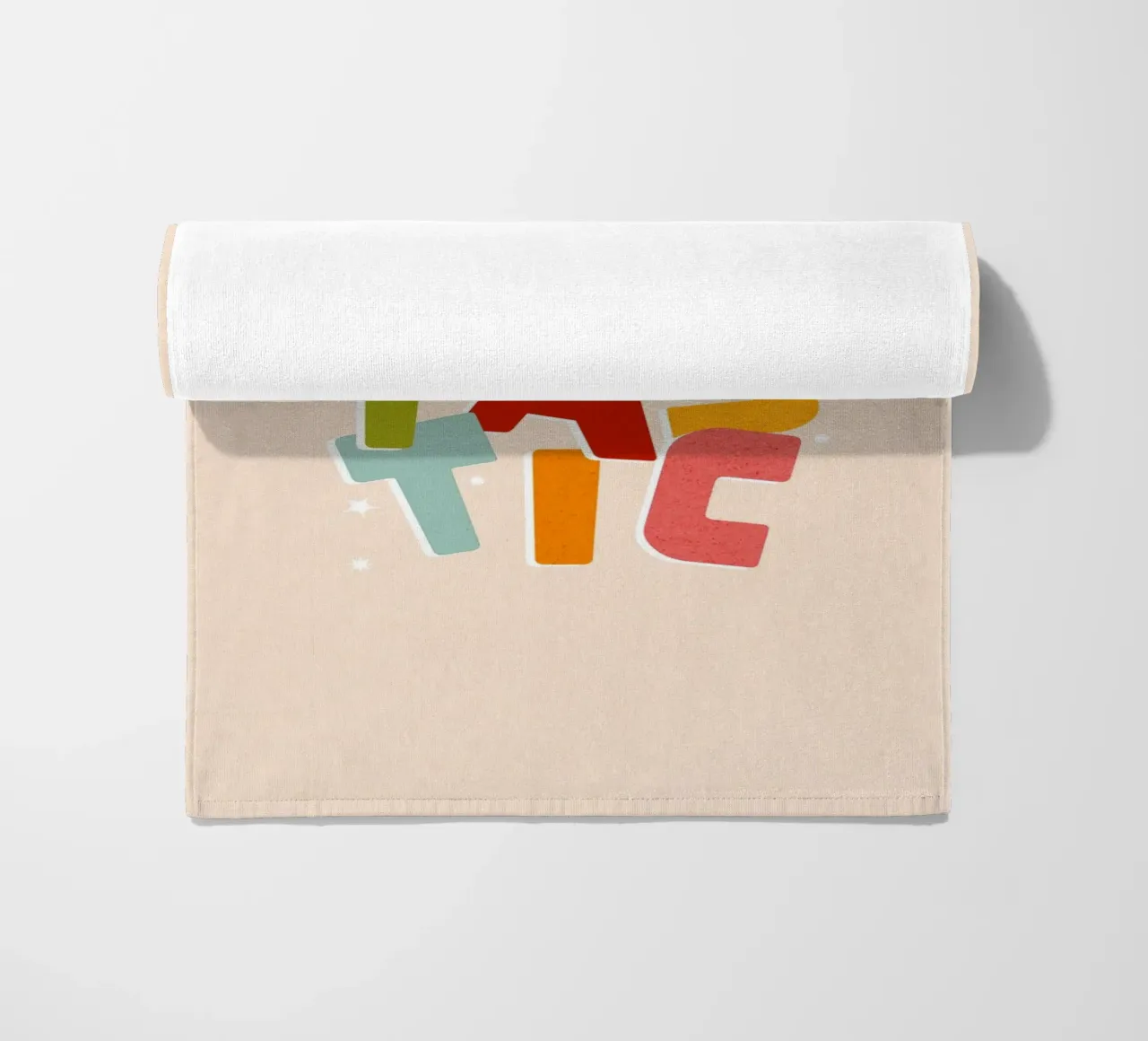Typographic 'FUNTASTIC' • Playful and fun colourful mood beach towel by Dominique Vari Words
