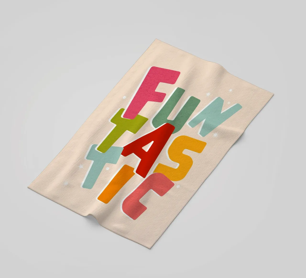 Typographic 'FUNTASTIC' • Playful and fun colourful mood beach towel by Dominique Vari Words