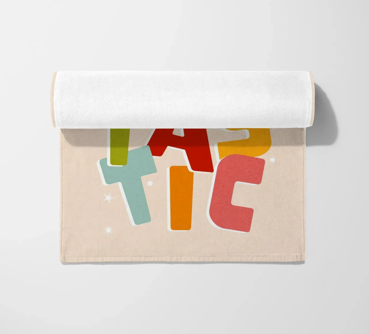 Typographic 'FUNTASTIC' • Playful and fun colourful mood beach towel by Dominique Vari Words
