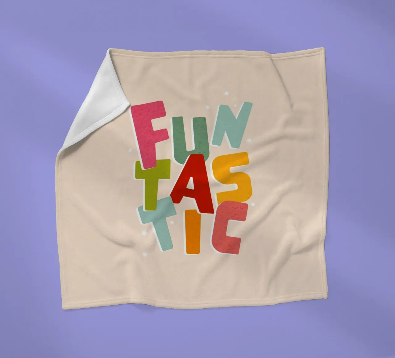Typographic 'FUNTASTIC' • Playful and fun colourful mood fleece blanket by Dominique Vari Words