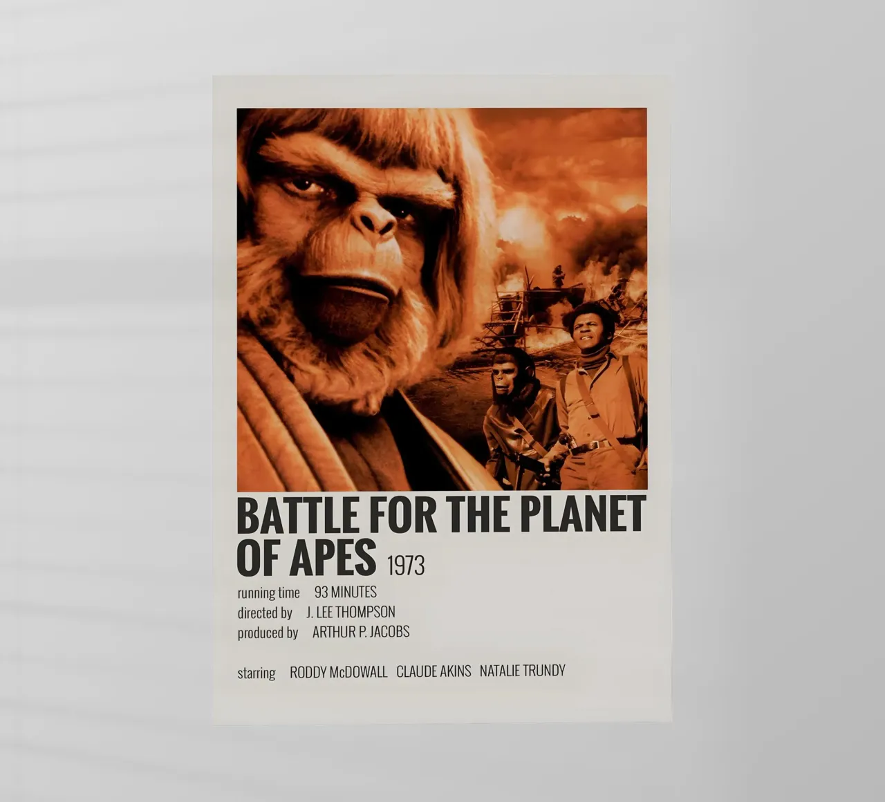 BATTLE FOR THE PLANET OF APES 1973 lámina retroiluminada de MVFminimalist