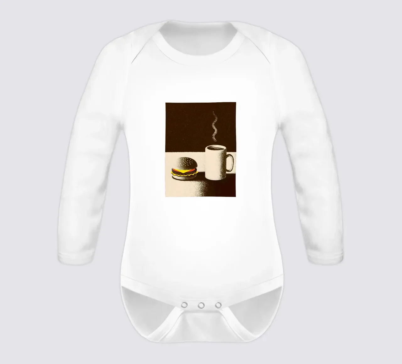 Burgers and Coffee long-sleeve baby romper by SOUL SHOP