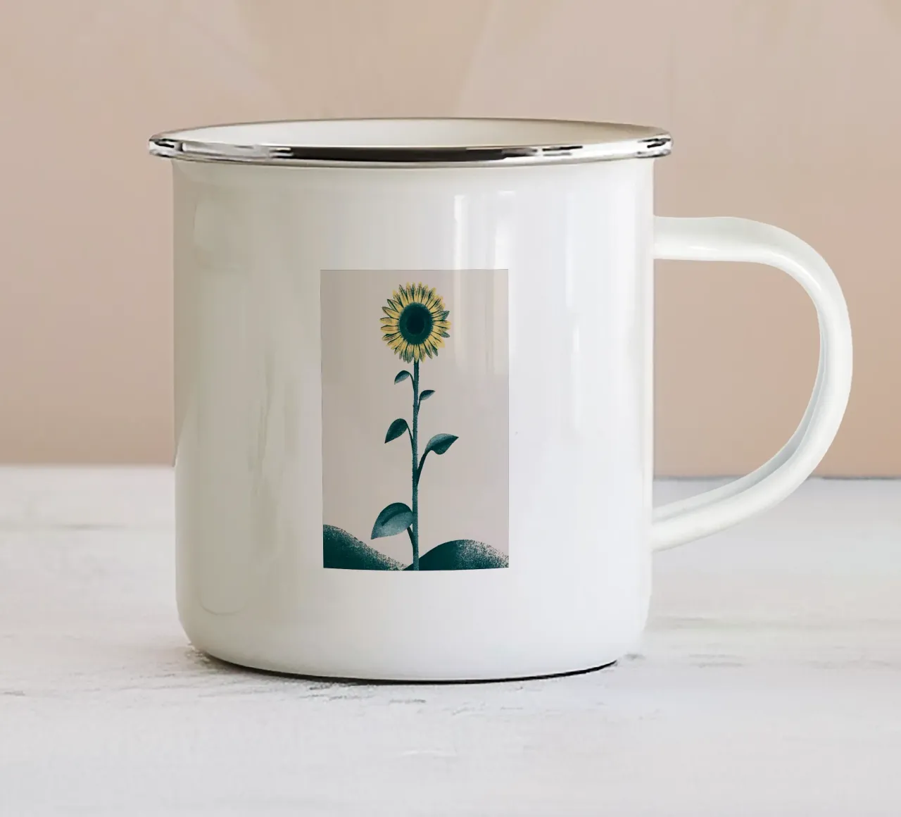 Zonnebloem emaille mok van SOUL SHOP