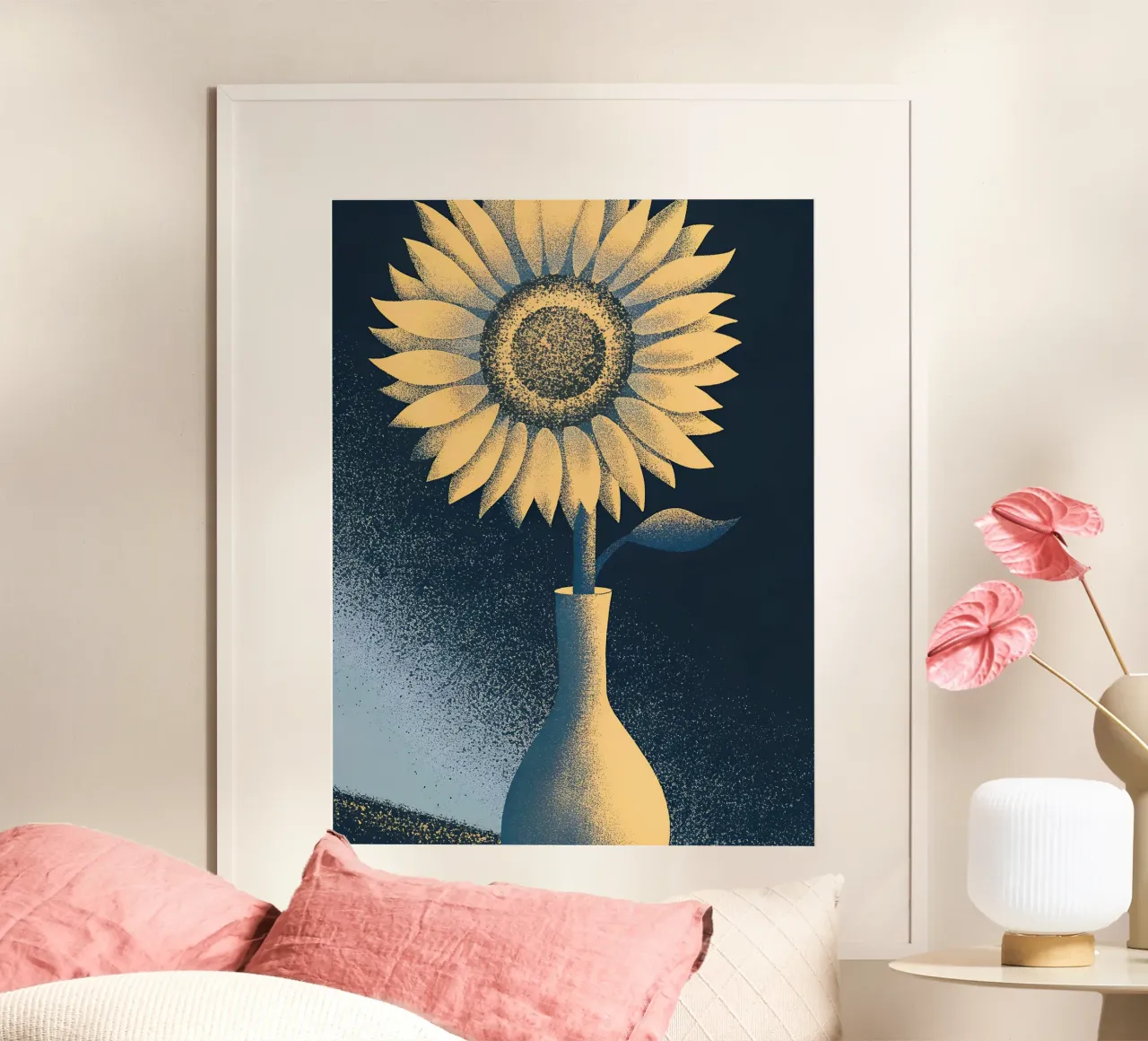 Girasoli in vaso poster con telaio in alluminio da SOUL SHOP