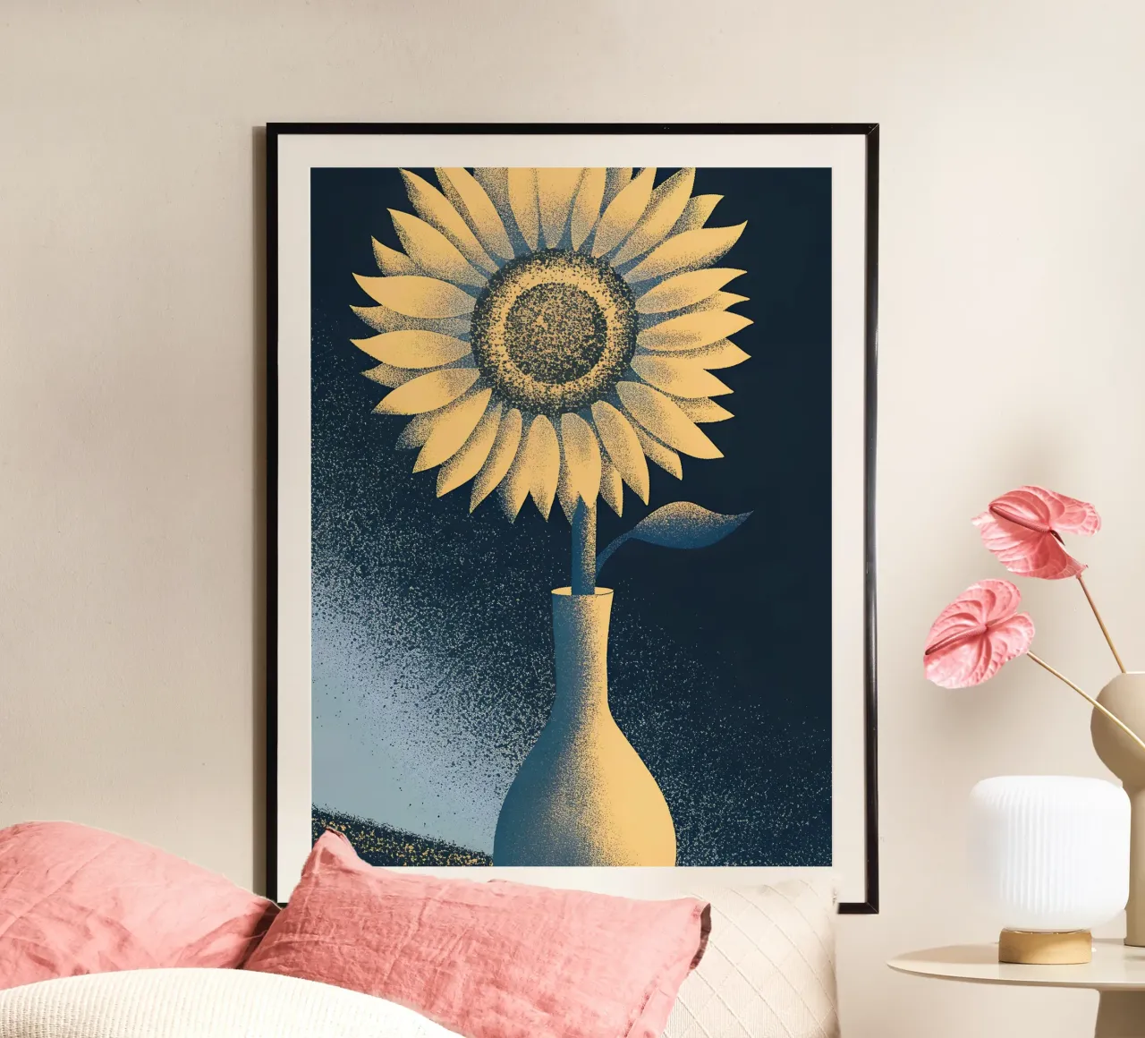 Girasoli in vaso poster con telaio in alluminio da SOUL SHOP