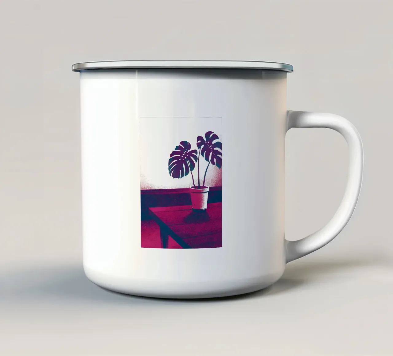 Fiore di Monstera in vaso tazza in smalto da SOUL SHOP