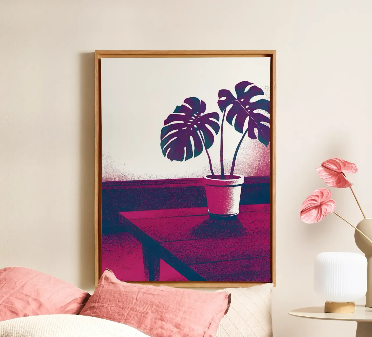 Monsterabloem in een vaas canvas met Baklijst van SOUL SHOP