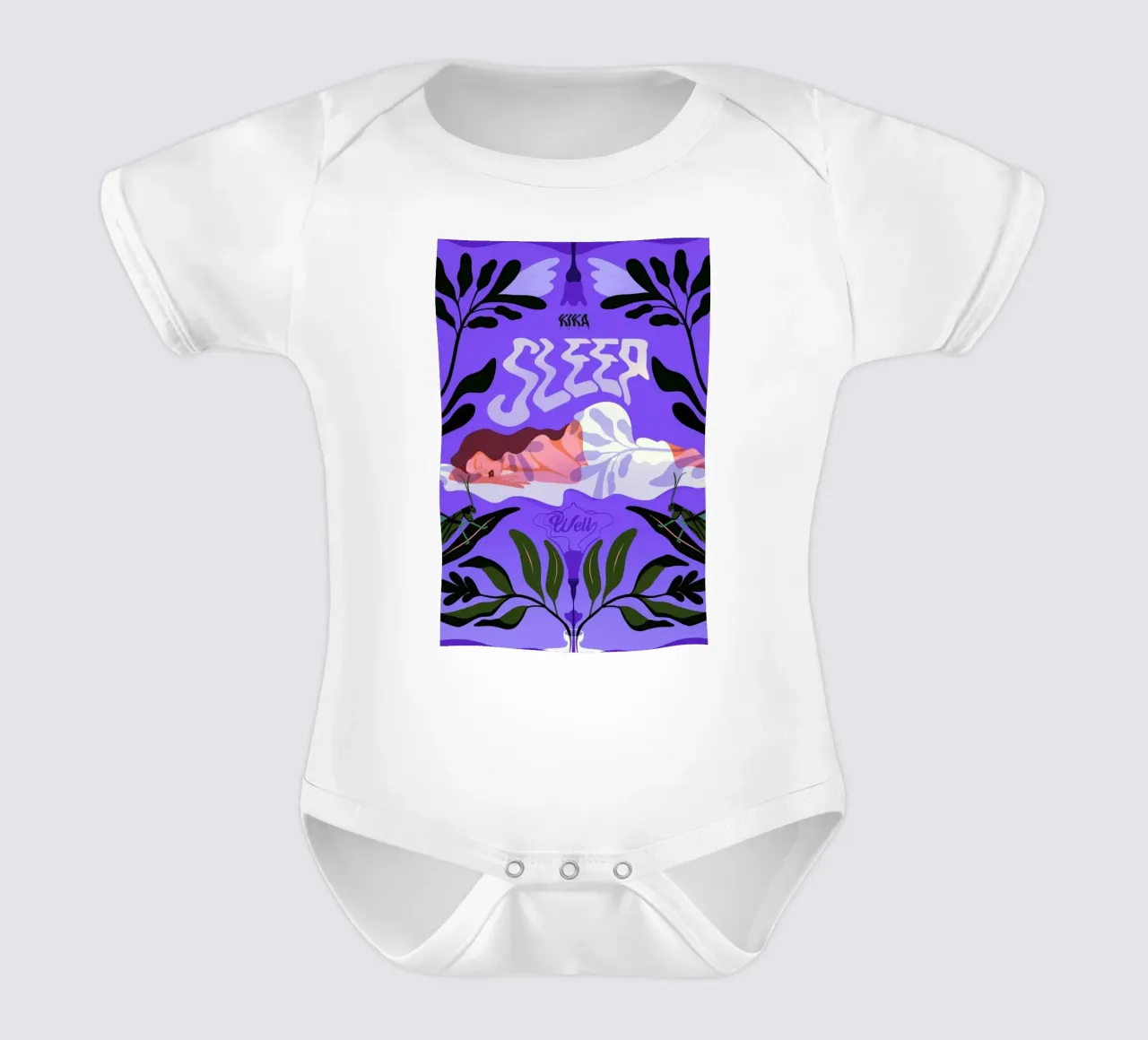 Sleep Well short-sleeve baby romper by Kika illu