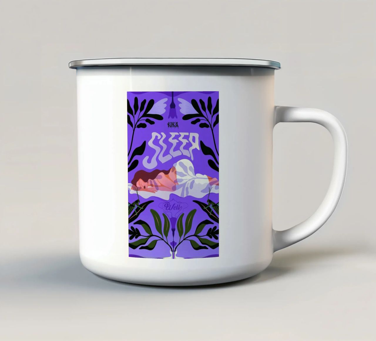 Sleep Well tazza in smalto da Kika illu