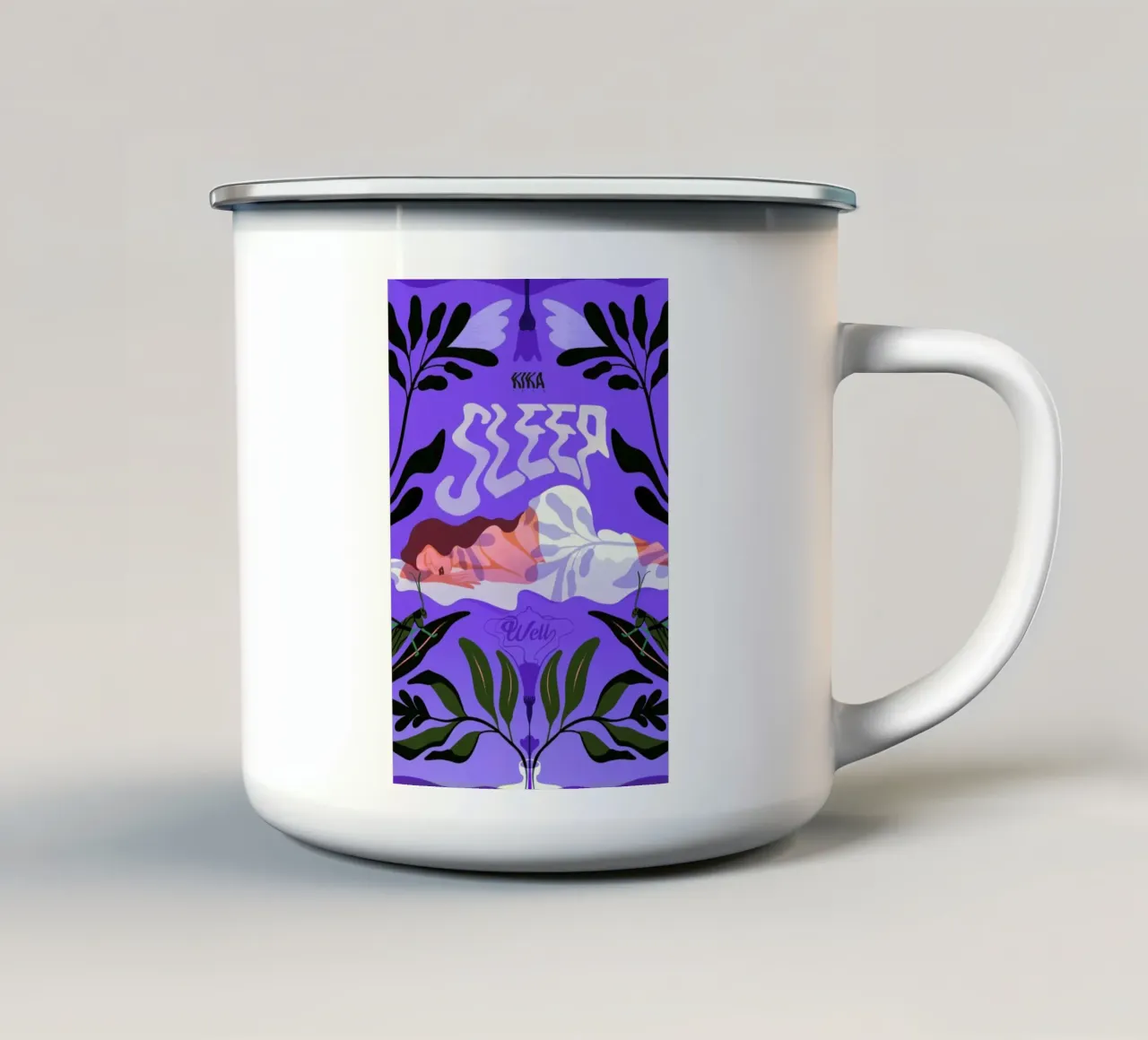 Sleep Well tazza in smalto da Kika illu
