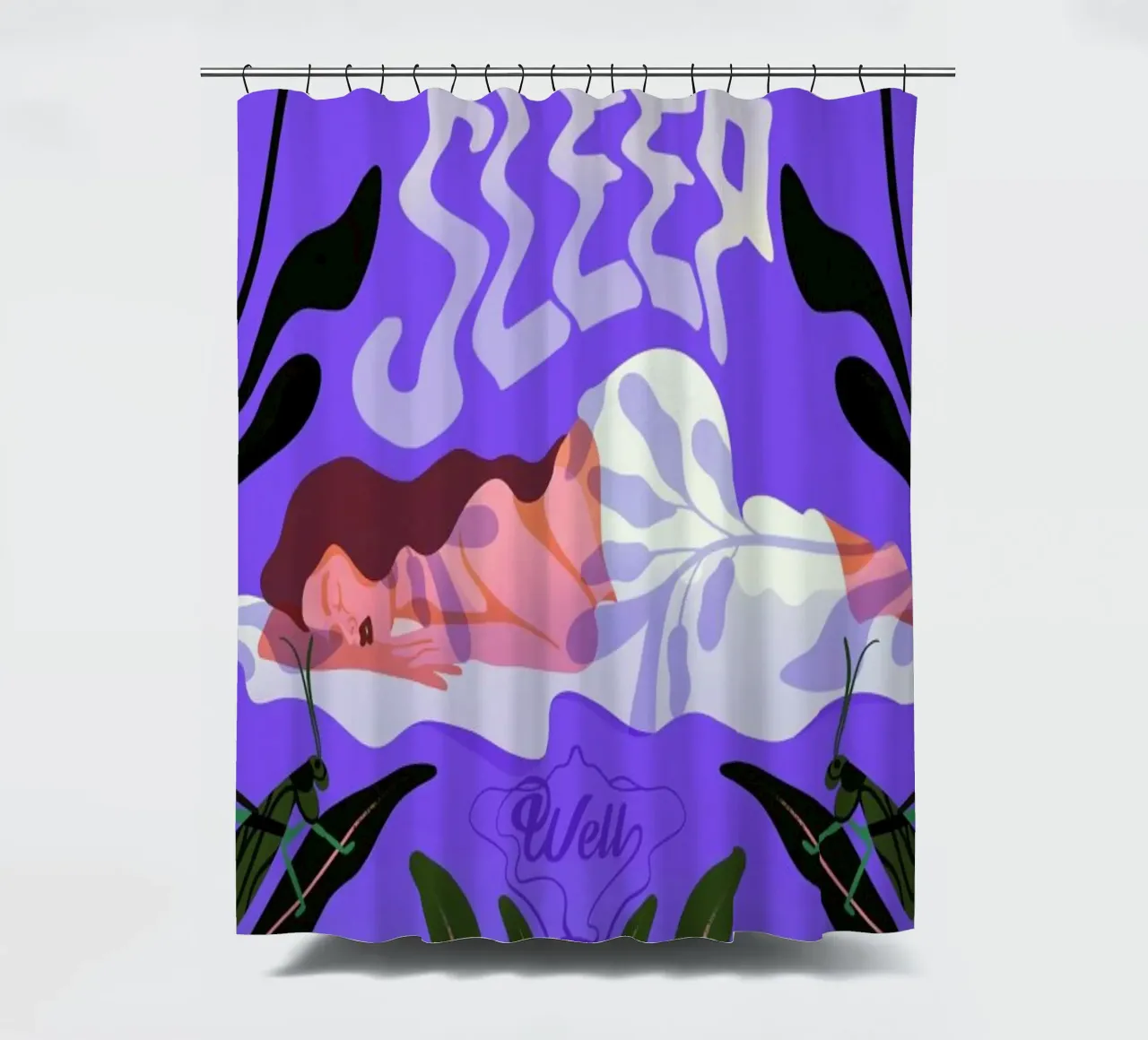 Sleep Well shower curtain by Kika illu